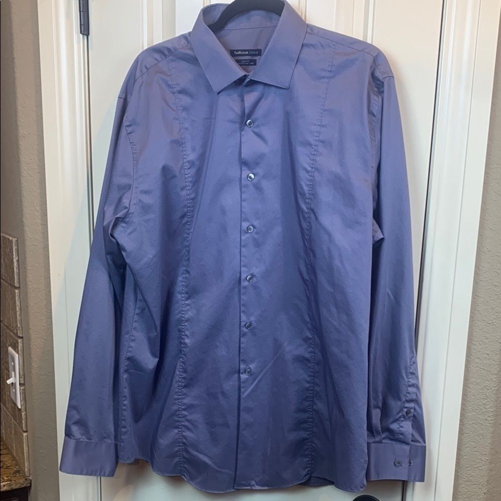 Van Heusen Studio Slim Fit slate blue long sleeve dress Shirt< 17-17.5, 3637
